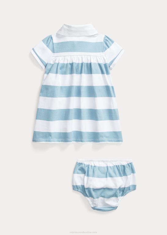 blå seddel/hvid baby Ralph Lauren stribet jersey rugbykjole & bloomer Z426B7837