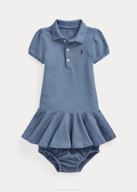 capri blå baby Ralph Lauren polokjole i bomuldsnet Z426B8222