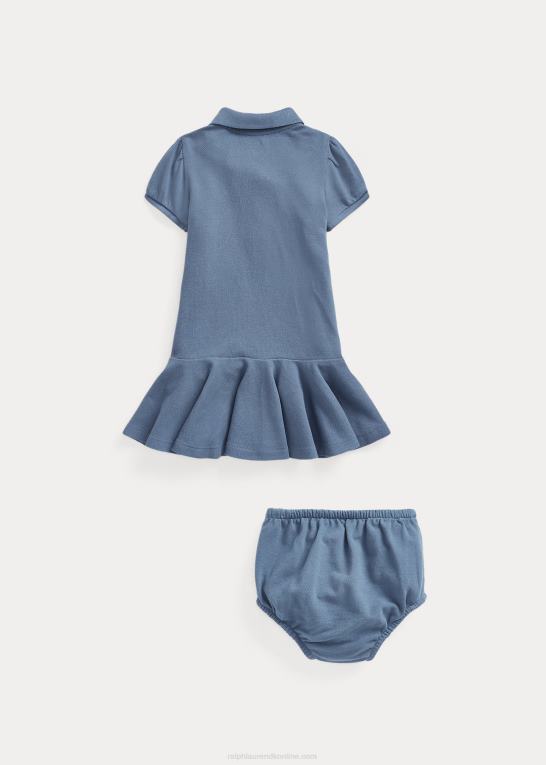 capri blå baby Ralph Lauren polokjole i bomuldsnet Z426B8222