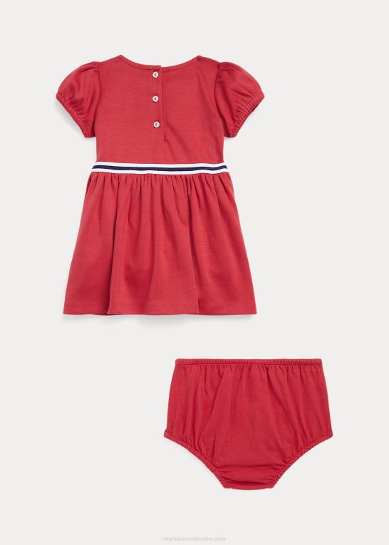 chili peber baby Ralph Lauren fit-and-flare ponte kjole og bloomer Z426B8236
