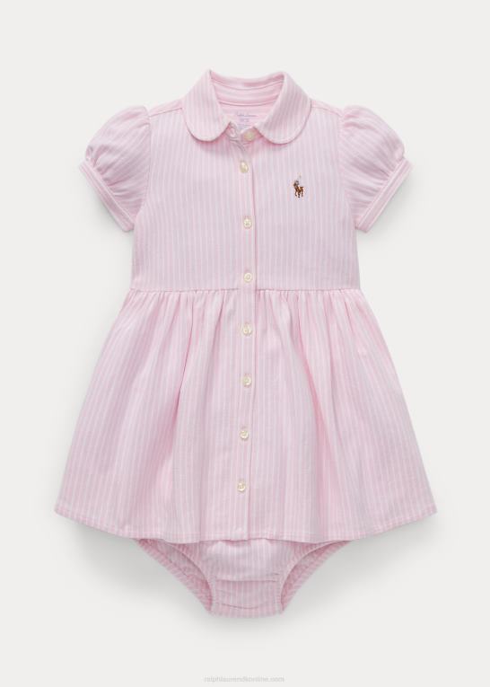 karmel pink baby Ralph Lauren stribet oxford-kjole og bloomer Z426B7848