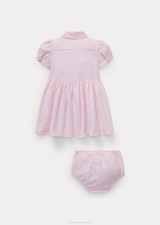 karmel pink baby Ralph Lauren stribet oxford-kjole og bloomer Z426B7848
