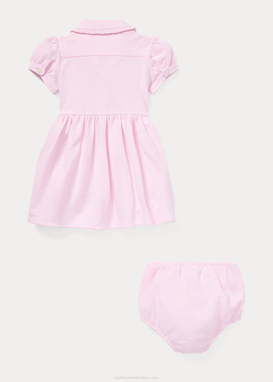 karmel pink baby Ralph Lauren strikket oxford kjole og bloomer Z426B7850