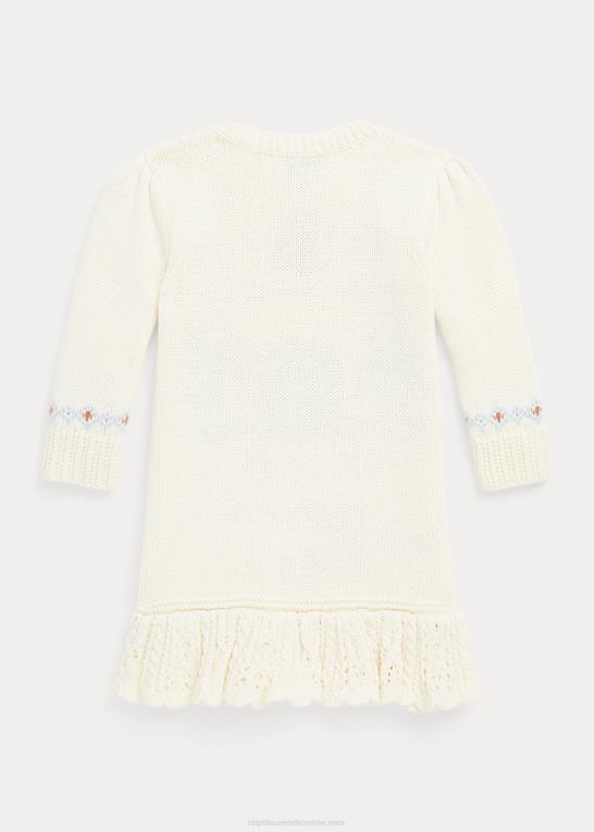 klubhuscreme baby Ralph Lauren intarsia-strikket hjemme-trøjekjole i bomuld Z426B8237