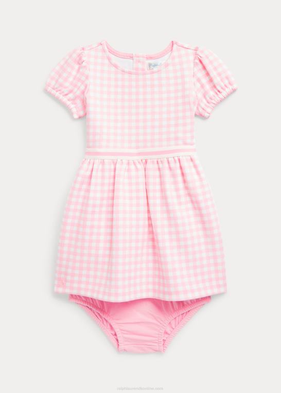 lyserød gingham baby Ralph Lauren gingham ponte kjole Z426B8243