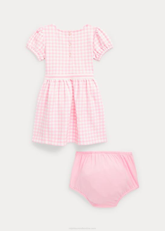 lyserød gingham baby Ralph Lauren gingham ponte kjole Z426B8243