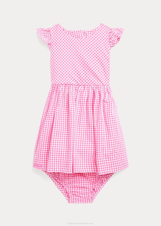 lyserød/hvid baby Ralph Lauren Gingham bomuld poplin kjole & bloomer Z426B8244