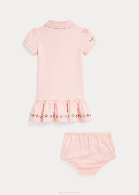 lyserødt sand baby Ralph Lauren polokjole og bloomer i mesh Z426B8224
