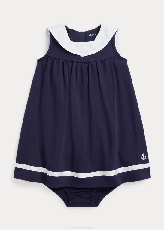 raffineret flåde baby Ralph Lauren nautisk bomuldskjole & bloomer Z426B7859