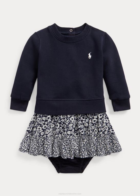 rl flåde baby Ralph Lauren blomstret fleece sweatshirtkjole & bloomer Z426B8239