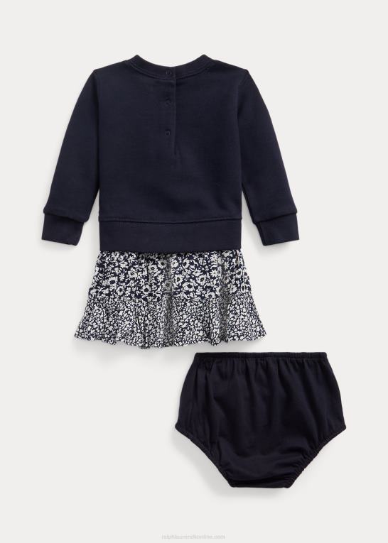 rl flåde baby Ralph Lauren blomstret fleece sweatshirtkjole & bloomer Z426B8239