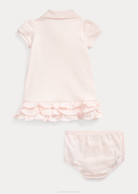 sart lyserød baby Ralph Lauren flæsede polokjole & bloomer Z426B7836