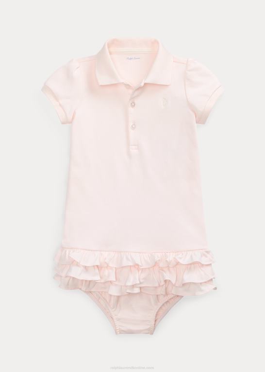 sart lyserød baby Ralph Lauren flæsede polokjole & bloomer Z426B7844