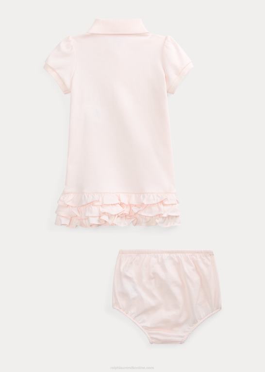 sart lyserød baby Ralph Lauren flæsede polokjole & bloomer Z426B7844