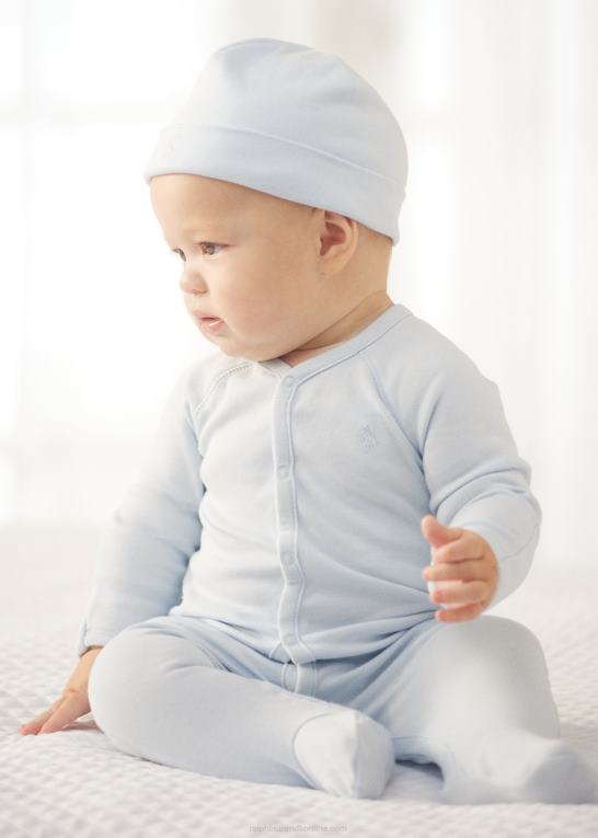 beryl blå baby Ralph Lauren overtræksdragt med fod i bomuld Z426B7726