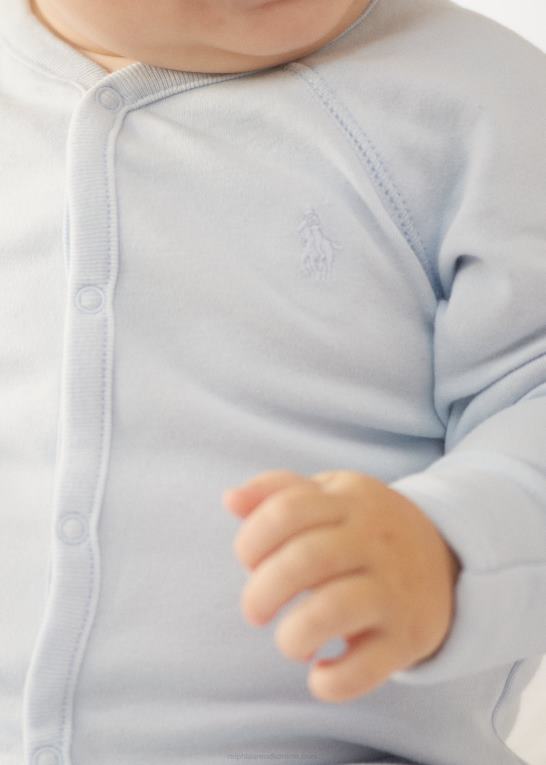 beryl blå baby Ralph Lauren overtræksdragt med fod i bomuld Z426B7726