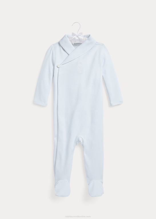 beryl blå baby Ralph Lauren overtræksdragt med fod i bomuld Z426B7752