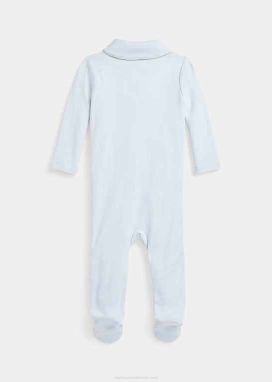 beryl blå baby Ralph Lauren overtræksdragt med fod i bomuld Z426B7752