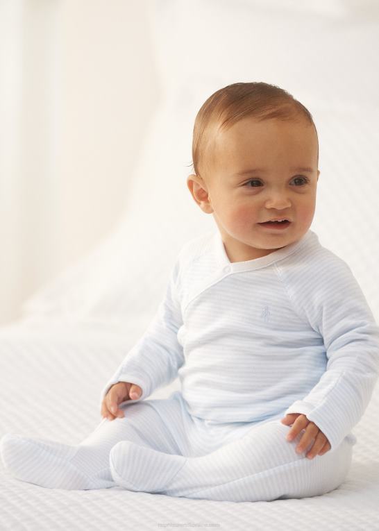beryl blå/hvid baby Ralph Lauren stribet overtræksdragt i bomuld Z426B7716