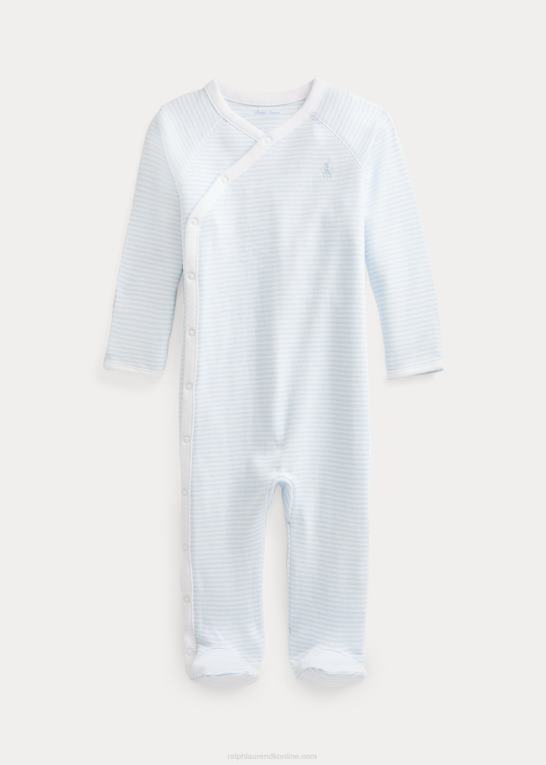 beryl blå/hvid baby Ralph Lauren stribet overtræksdragt i bomuld Z426B7716