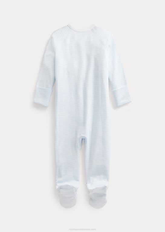 beryl blå/hvid baby Ralph Lauren stribet overtræksdragt i bomuld Z426B7716