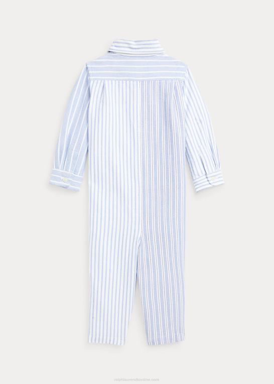 blå funshirt baby Ralph Lauren stribet oxford sjov overtræksdragt i bomuld Z426B8170