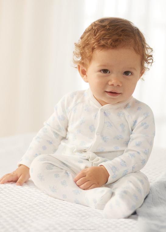 blå multi baby Ralph Lauren overtræksdragt med fod i bomuld Z426B7722