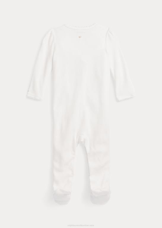 hvid baby Ralph Lauren blomstret overtræksdragt i økologisk bomuld Z426B7751