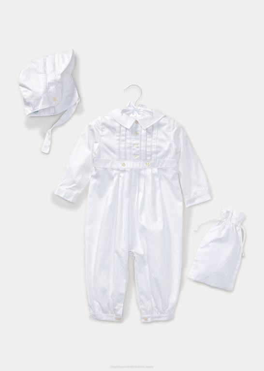 hvid baby Ralph Lauren dåbsdragt i bomuld Z426B7746