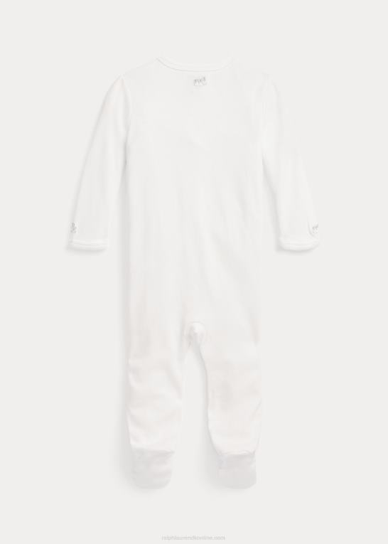 hvid baby Ralph Lauren overtræksdragt med fod i bomuld Z426B7753