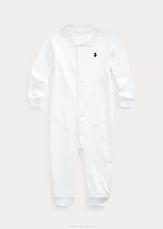 hvid baby Ralph Lauren polooverall i blød bomuld Z426B7709
