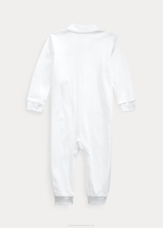 hvid baby Ralph Lauren polooverall i blød bomuld Z426B7709