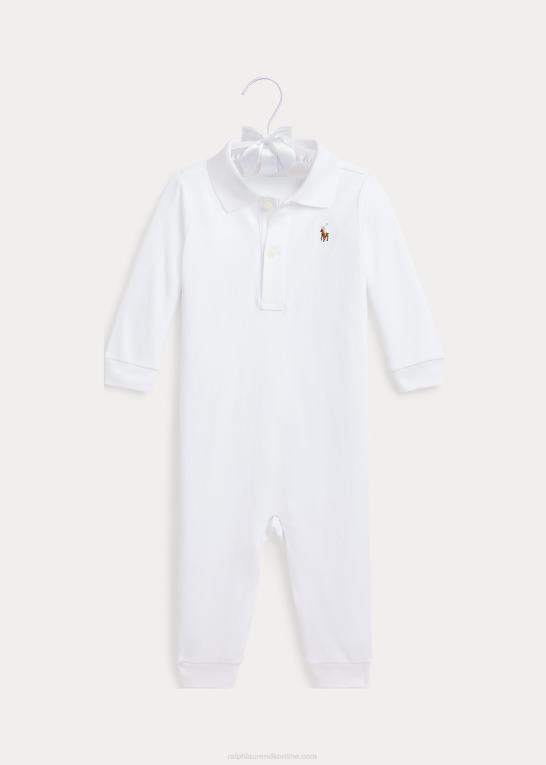 hvid baby Ralph Lauren polooverall i blød bomuld Z426B7740