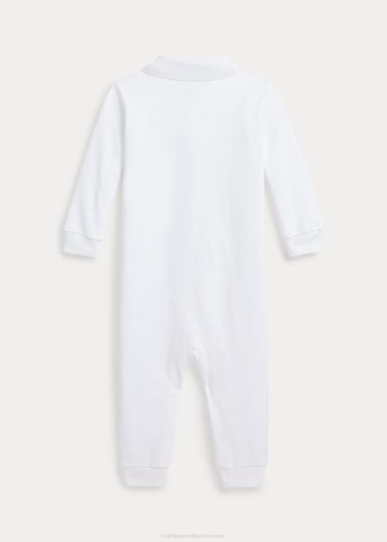 hvid baby Ralph Lauren polooverall i blød bomuld Z426B7740