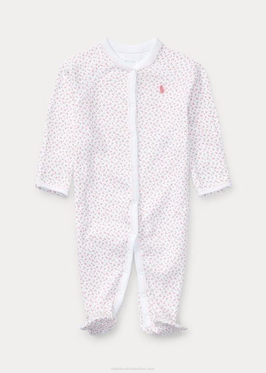 hvid multi baby Ralph Lauren blomstret overtræksdragt i bomuld Z426B7721