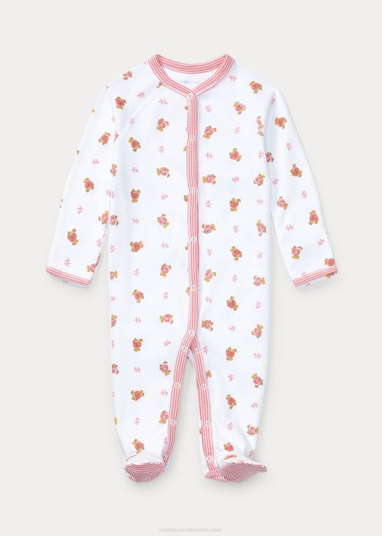 hvid multi baby Ralph Lauren overtræksdragt i bomuld med polobjørn Z426B7714