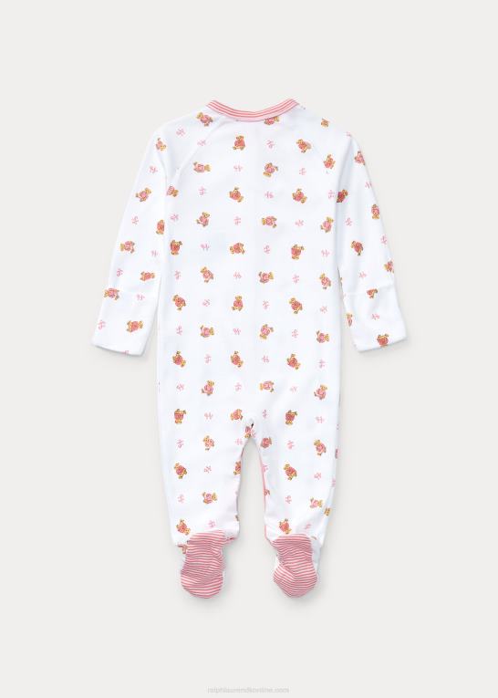 hvid multi baby Ralph Lauren overtræksdragt i bomuld med polobjørn Z426B7714