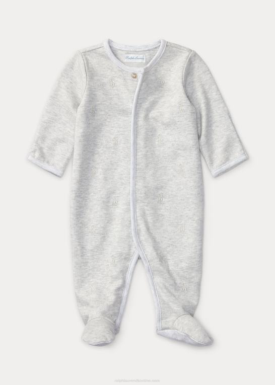 kvartsgrå lyng baby Ralph Lauren tonal polo pony overtræksdragt i bomuld Z426B10016