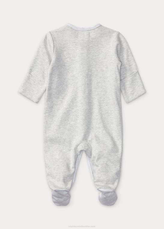 kvartsgrå lyng baby Ralph Lauren tonal polo pony overtræksdragt i bomuld Z426B10016