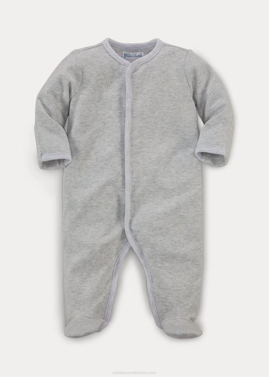 kvartsgrå lyng baby Ralph Lauren tonal polo pony overtræksdragt i bomuld Z426B10016