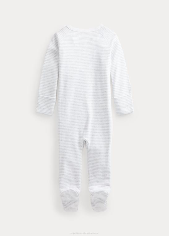 kvartslyng/hvid baby Ralph Lauren stribet overtræksdragt i bomuld Z426B7733