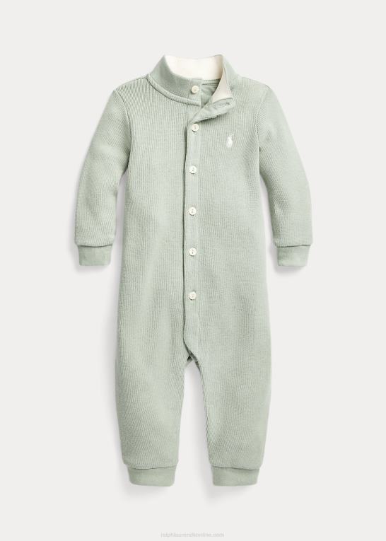 lysegrøn baby Ralph Lauren overall i fransk ribbet bomuld Z426B10044