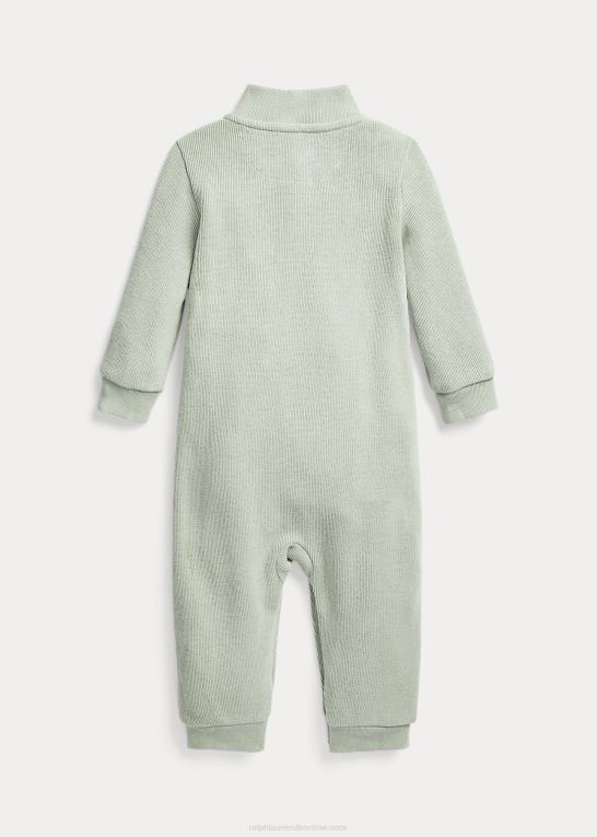 lysegrøn baby Ralph Lauren overall i fransk ribbet bomuld Z426B10044