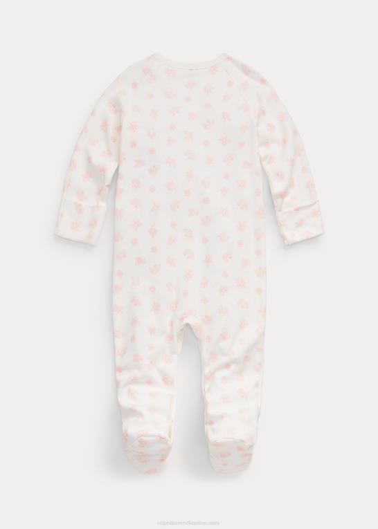 lyserød multi baby Ralph Lauren overall med fod i økologisk bomuld Z426B7729