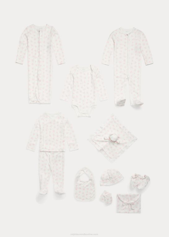 lyserød multi baby Ralph Lauren overall med fod i økologisk bomuld Z426B7729