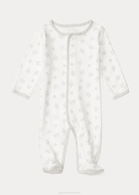 papir hvid multi baby Ralph Lauren overtræksdragt i bomuld med fod med legetid Z426B7732