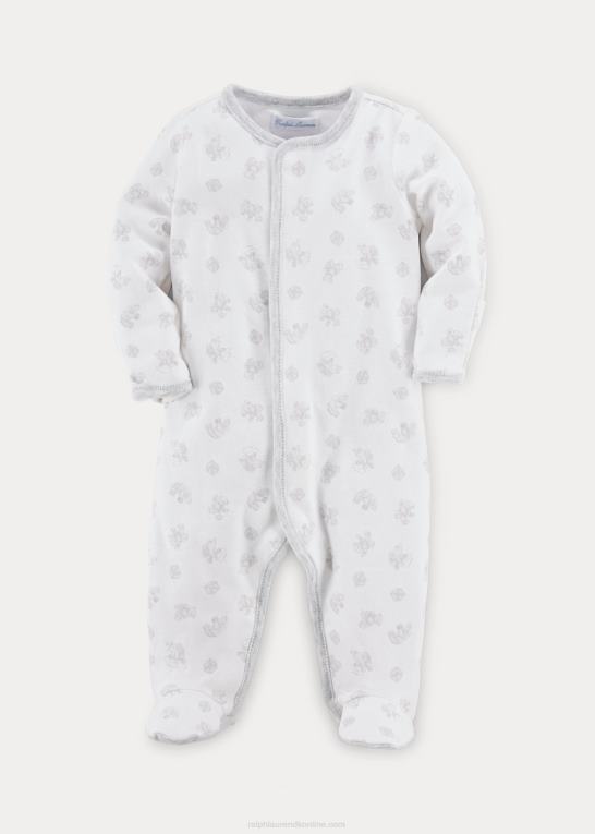 papir hvid multi baby Ralph Lauren overtræksdragt i bomuld med fod med legetid Z426B7732