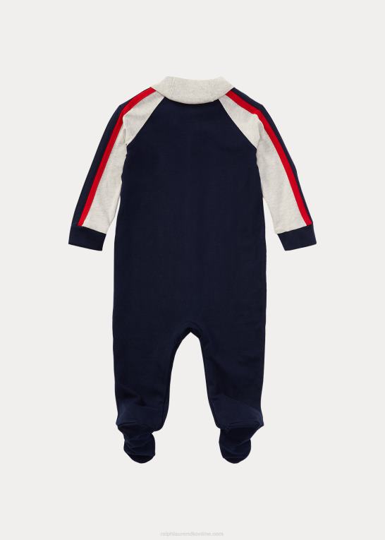raffineret flåde baby Ralph Lauren overtræksdragt med fod i bomuldsjersey Z426B7719