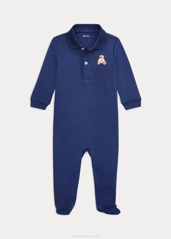 raffineret flåde baby Ralph Lauren polo bjørn blød overtræksdragt i bomuld Z426B7725