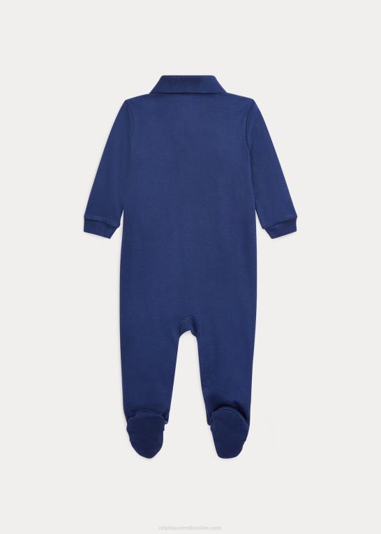 raffineret flåde baby Ralph Lauren polo bjørn blød overtræksdragt i bomuld Z426B7725